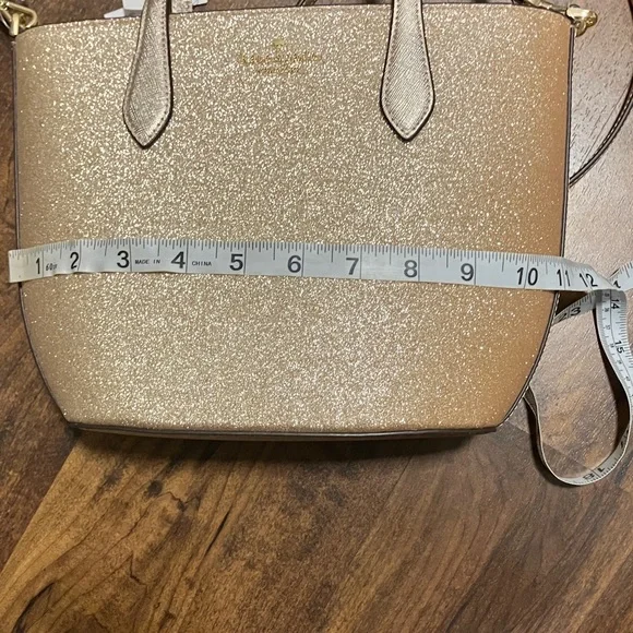 Kate Spade Glitter Glimmer Satchel Crossbody Bag in Gold NWT Holiday - Picture 8 of 10